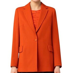 Akris Punto Red Currant Wool Blend Trioctine Boyfriend Blazer Orange EUC 6